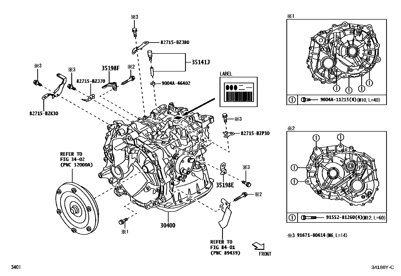 Toyota YARIS 传动桥总成(CVT) EPC diagram — 34188YC