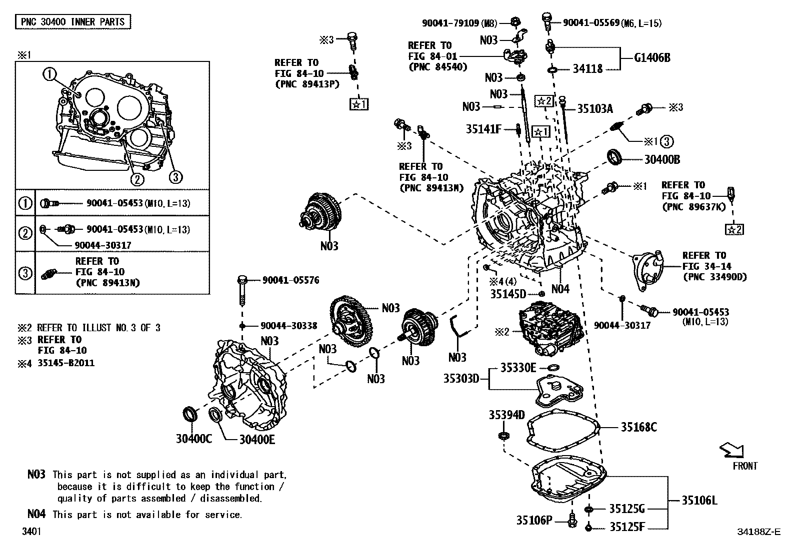 Toyota YARIS 传动桥总成(CVT) EPC diagram — 34188ZE