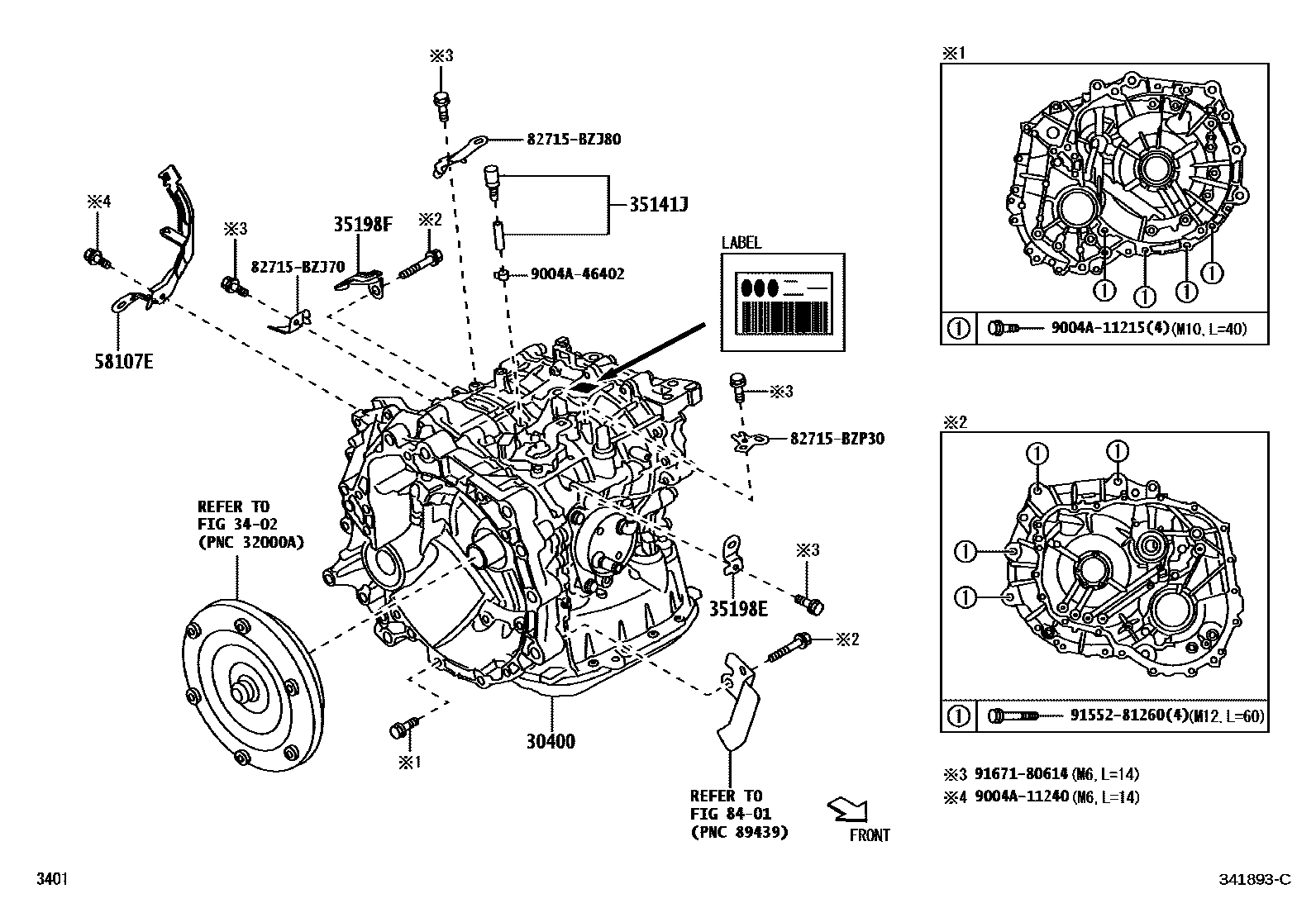 Toyota YARIS 传动桥总成(CVT) EPC diagram — 341893C
