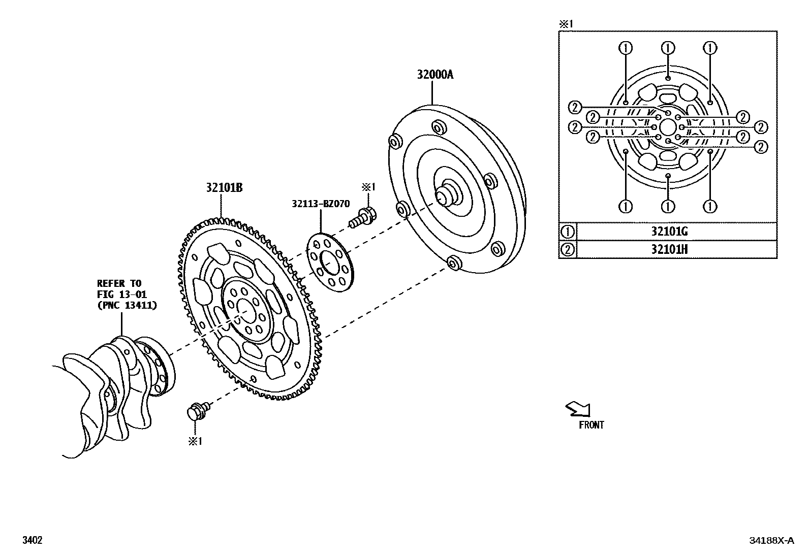 Toyota YARIS 变矩器、前油泵(CVT) EPC diagram — 34188XA
