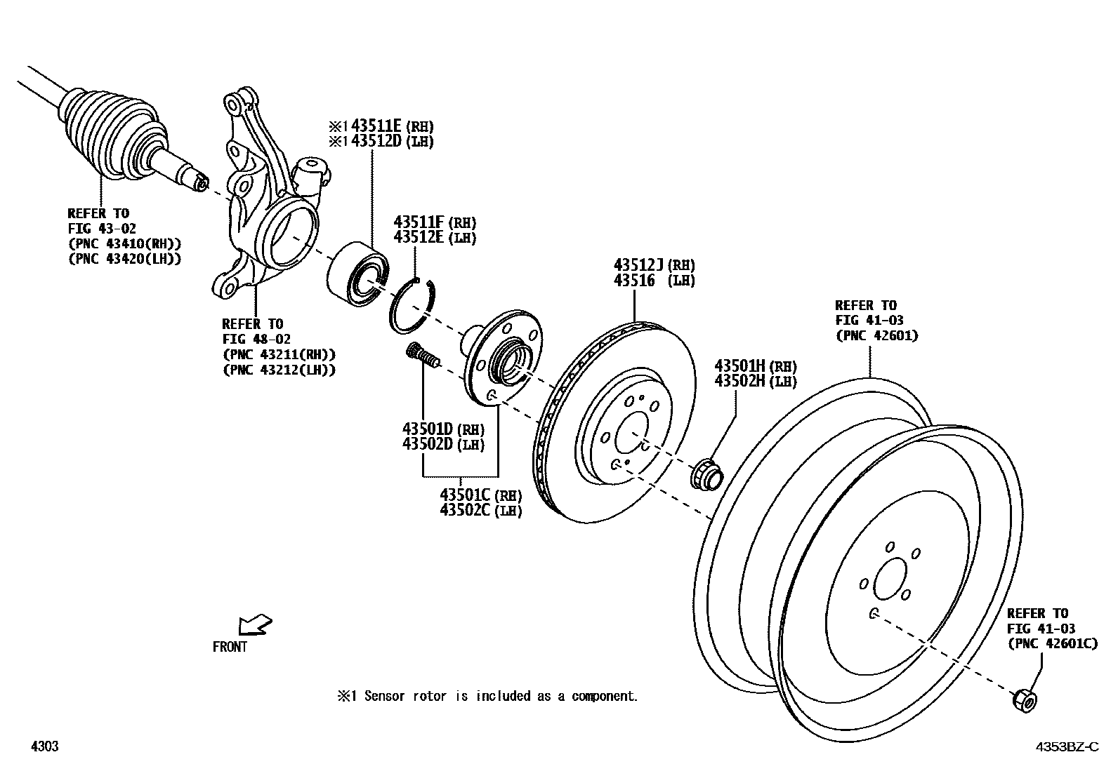 Toyota YARIS Front Axle Hub EPC diagram — 4353BZC