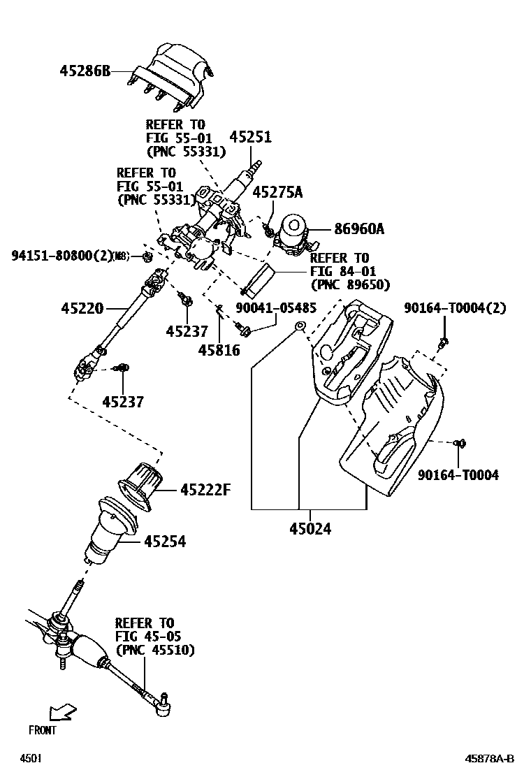 Toyota YARIS Steering Column & Shaft EPC diagram — 45878AB