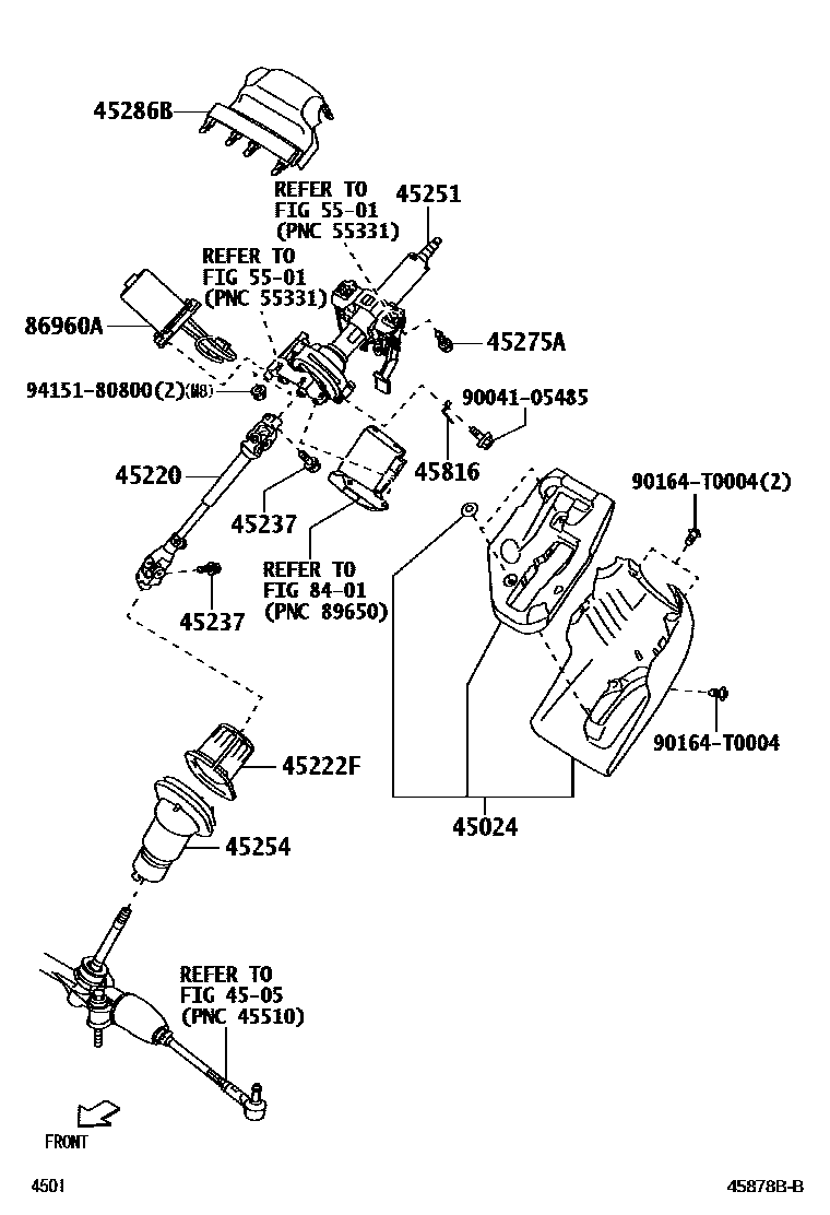 Toyota YARIS Steering Column & Shaft EPC diagram — 45878BB