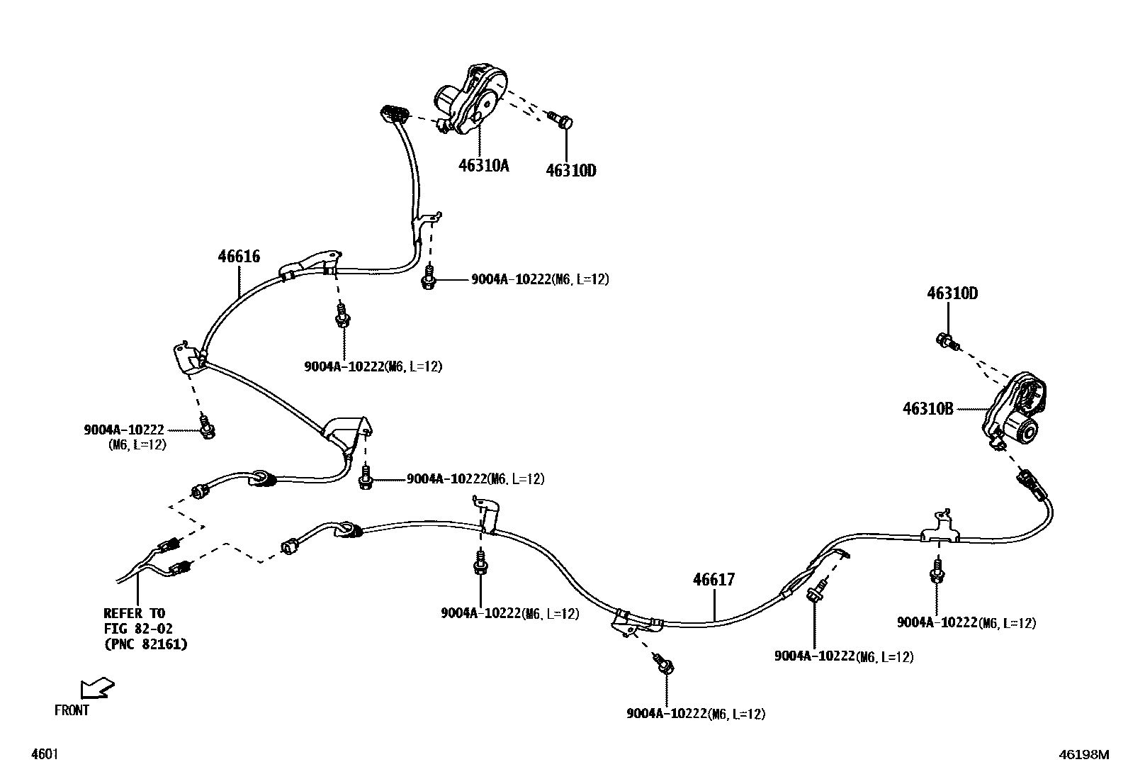 Toyota YARIS Parking Brake & Cable EPC diagram — 46198M