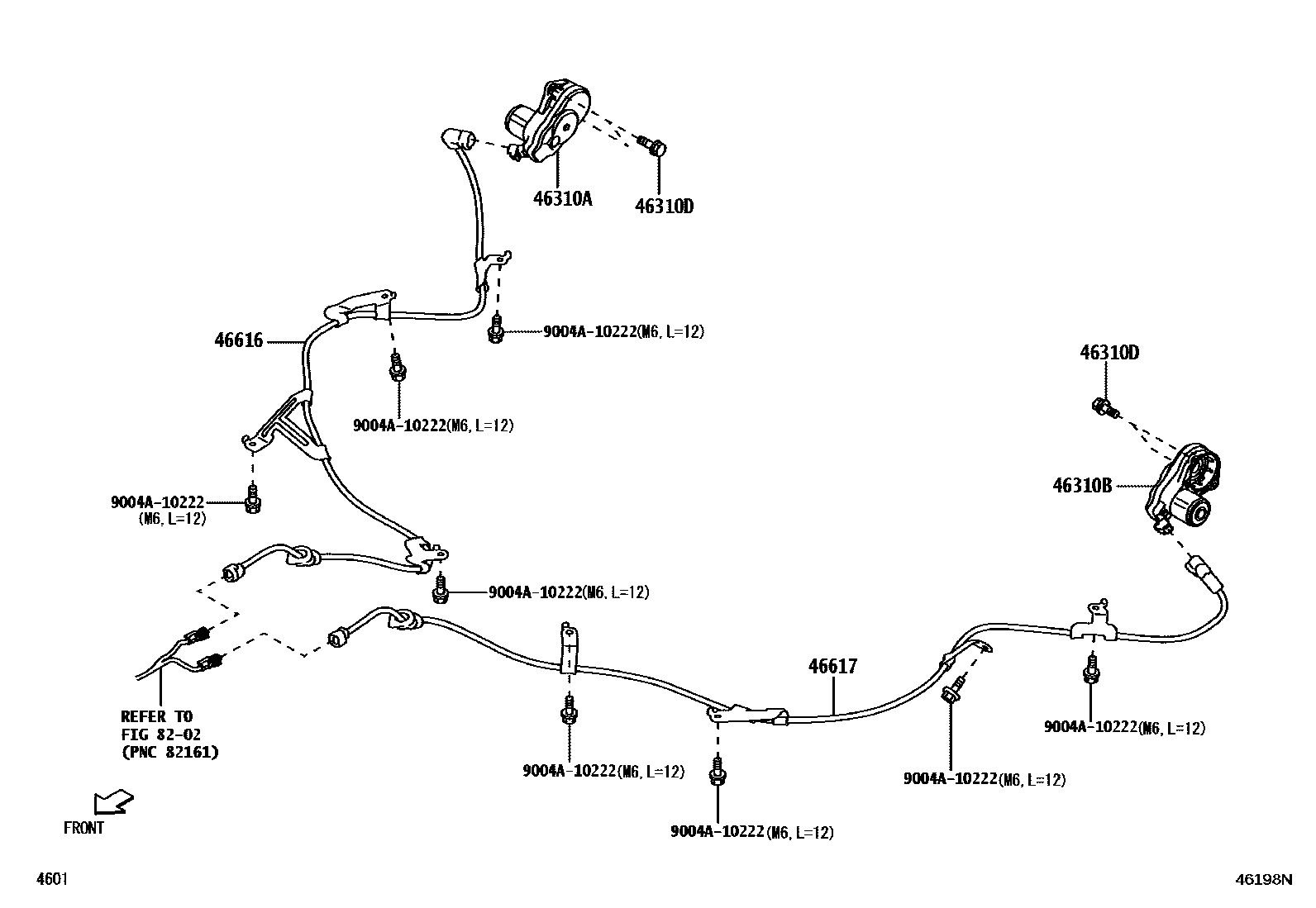 Toyota YARIS Parking Brake & Cable EPC diagram — 46198N
