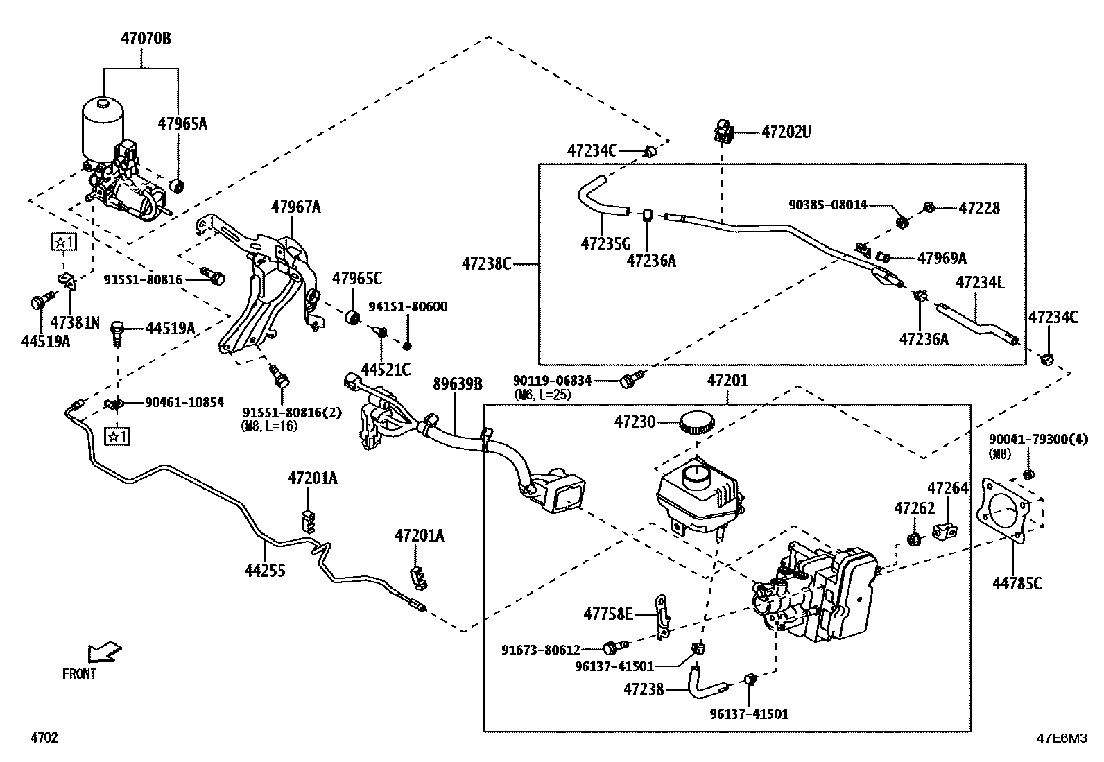 Toyota YARIS 制动总泵 EPC diagram — 47E6M3