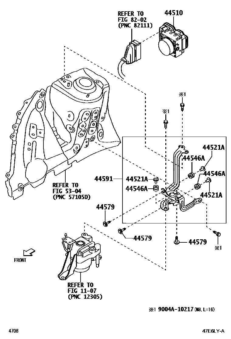 Toyota YARIS 制动配管和卡箍 EPC diagram — 47E6LYA
