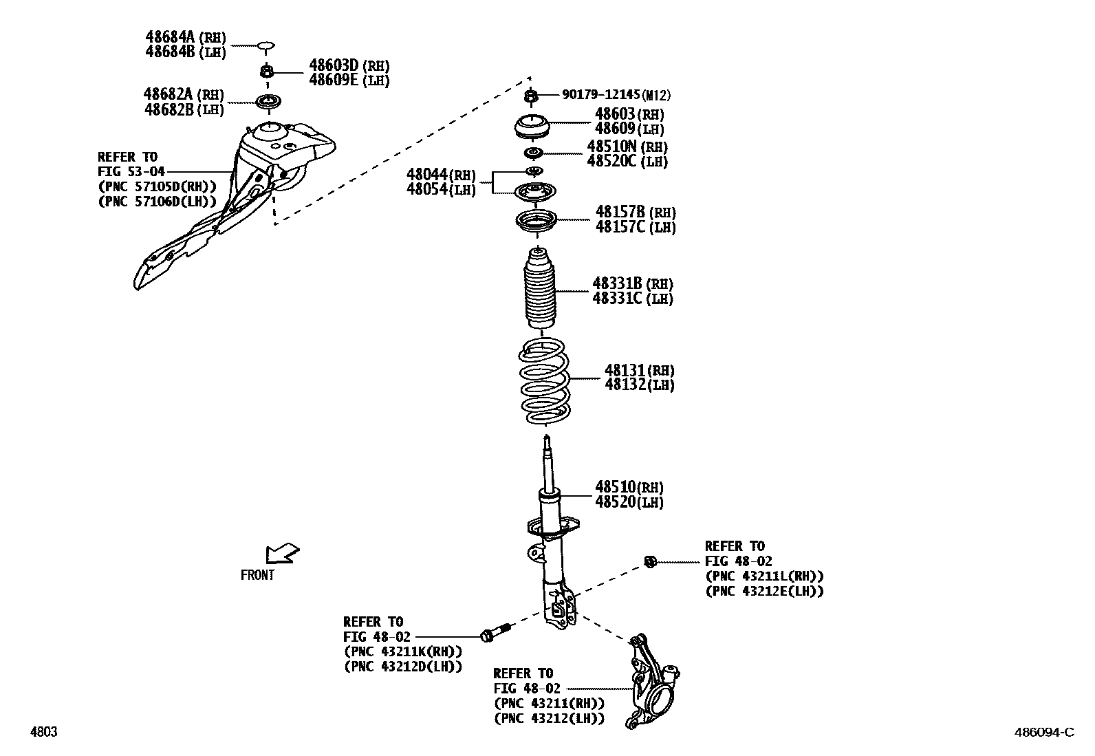 Toyota YARIS Front Spring & Shock Absorber EPC diagram — 486094C