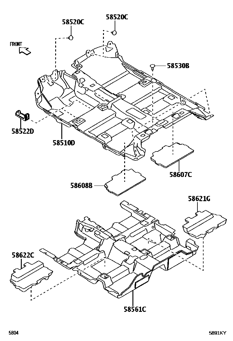Toyota YARIS 地板垫和地毯 EPC diagram — 5891KY