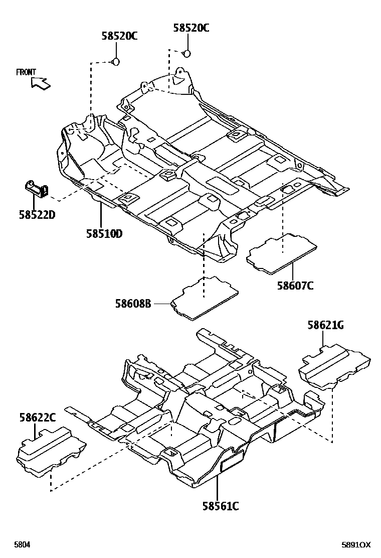 Toyota YARIS 地板垫和地毯 EPC diagram — 5891OX