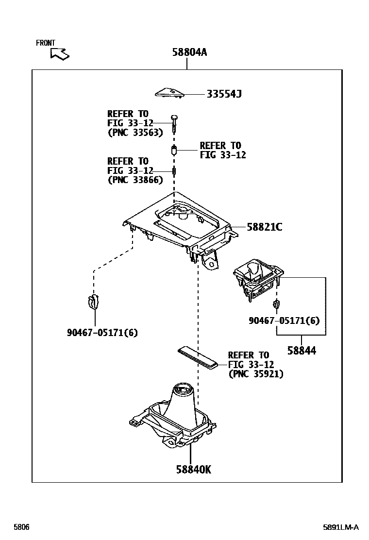 Toyota YARIS 中央扶手箱和支架 EPC diagram — 5891LMA