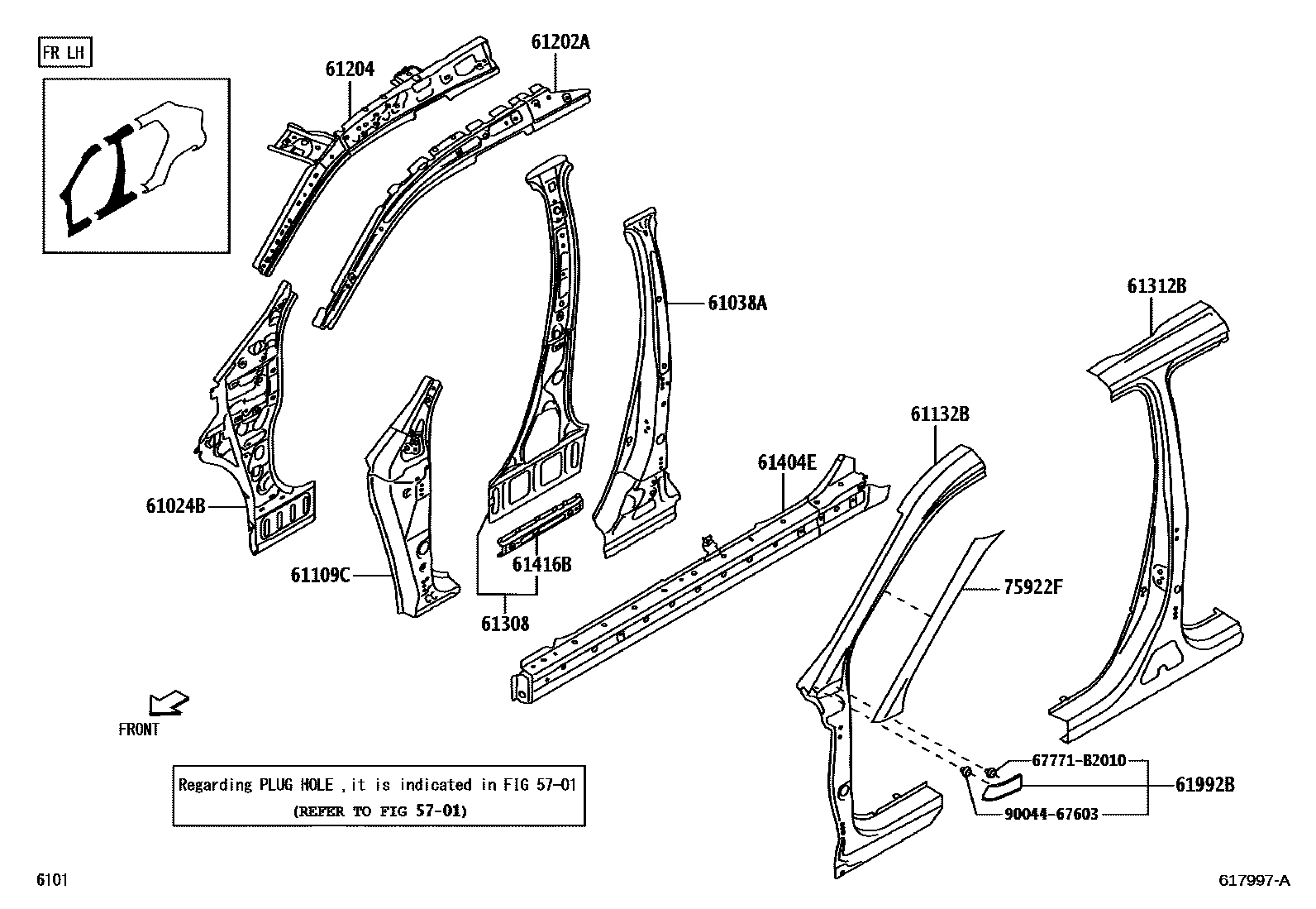 Toyota YARIS 侧梁 EPC diagram — 617997A