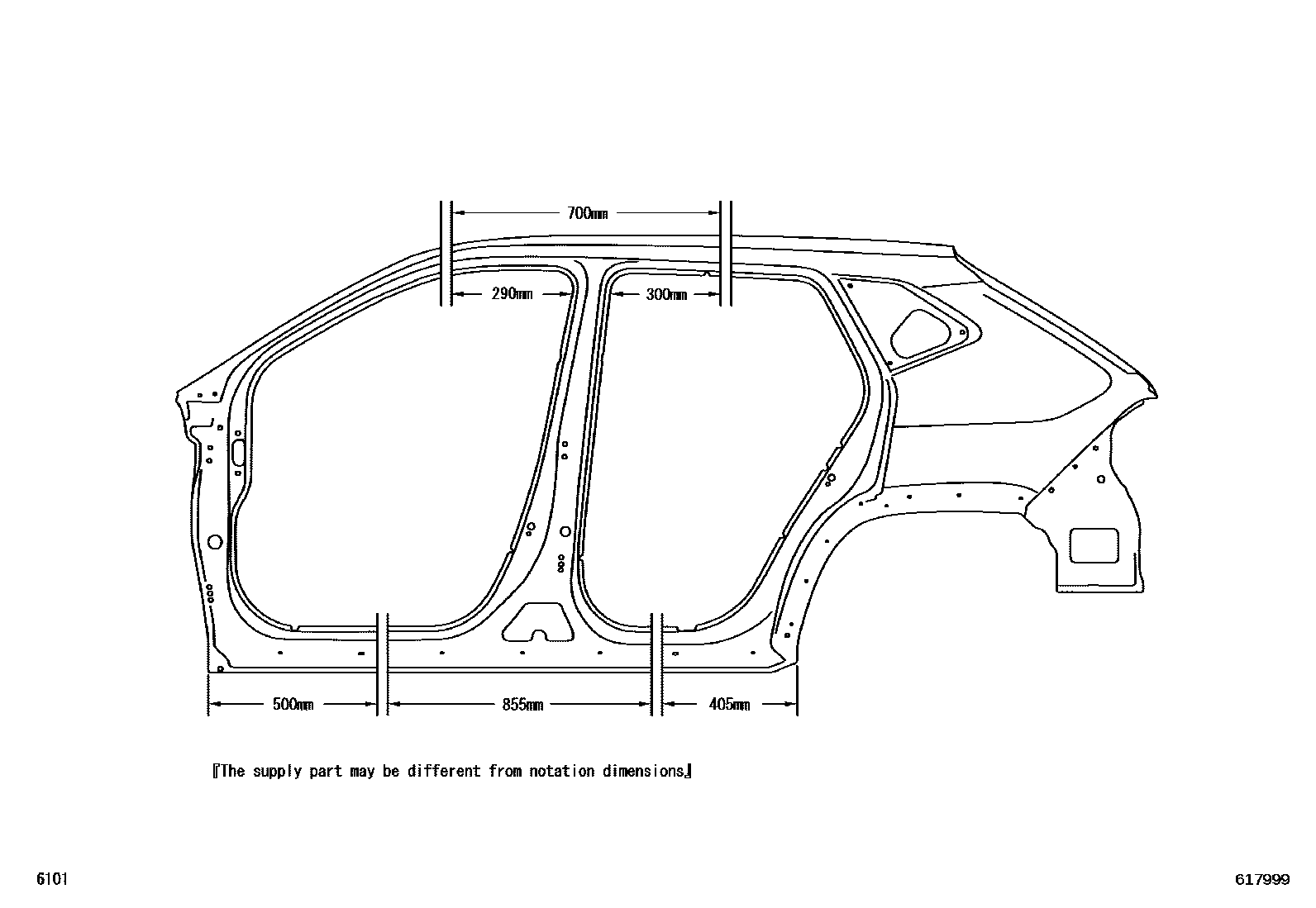 Toyota YARIS 侧梁 EPC diagram — 617999