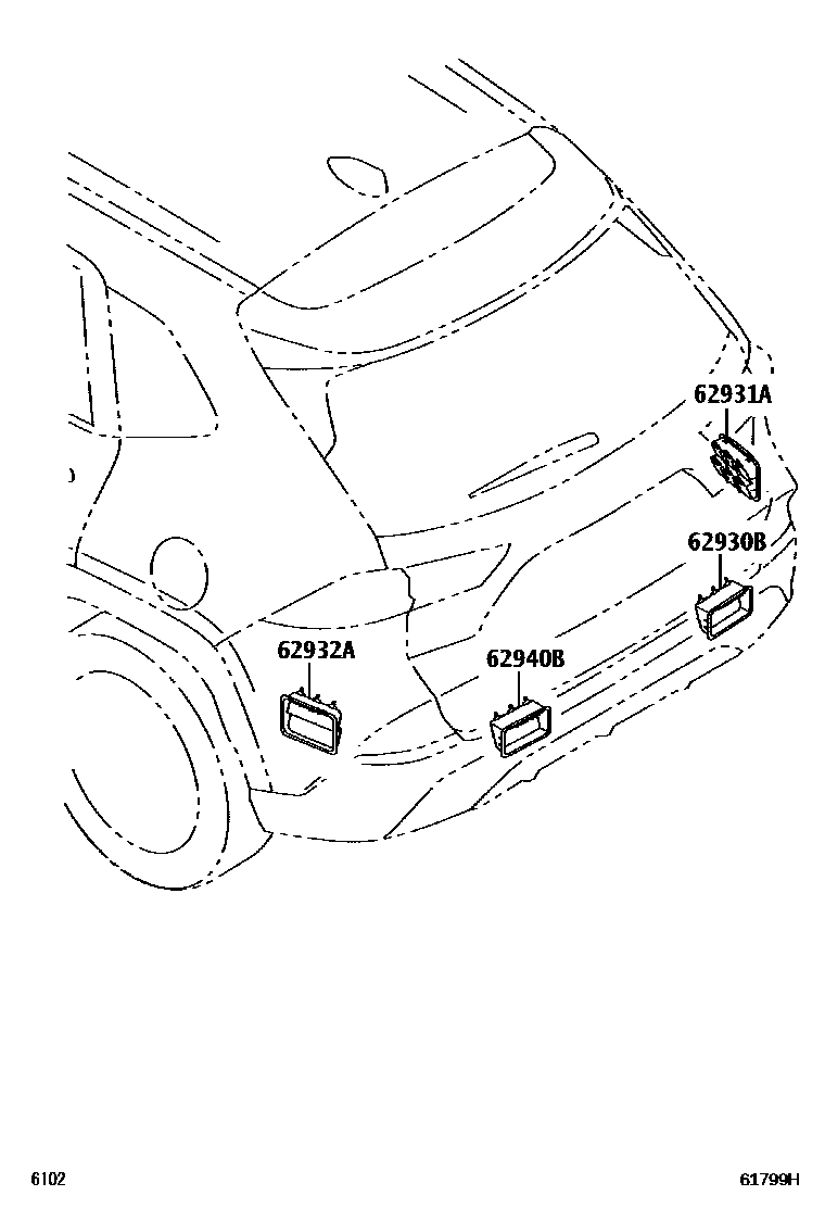 Toyota YARIS 车侧通风装置 EPC diagram — 61799H