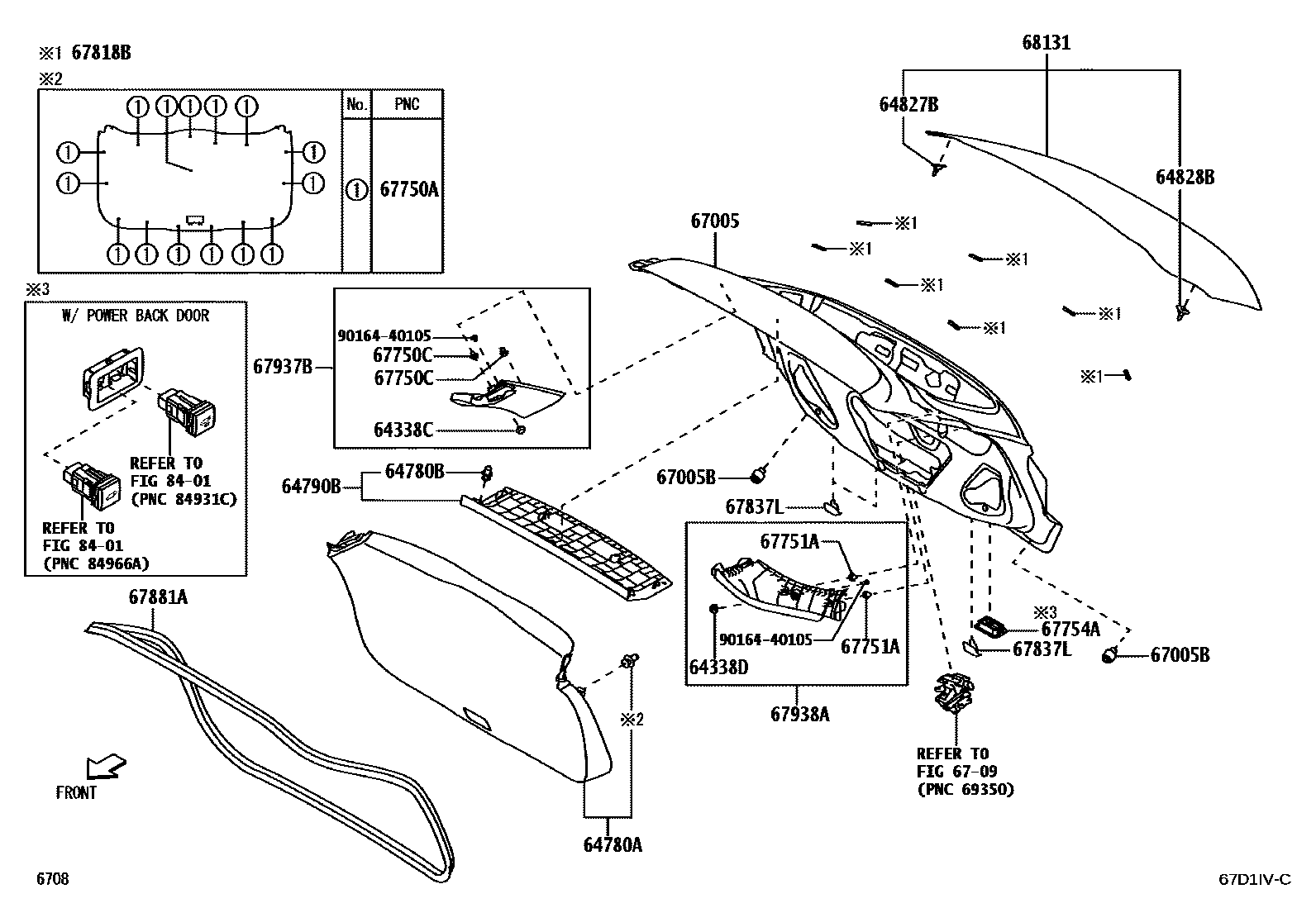 Toyota YARIS 背门板和背门玻璃 EPC diagram — 67D1IVC