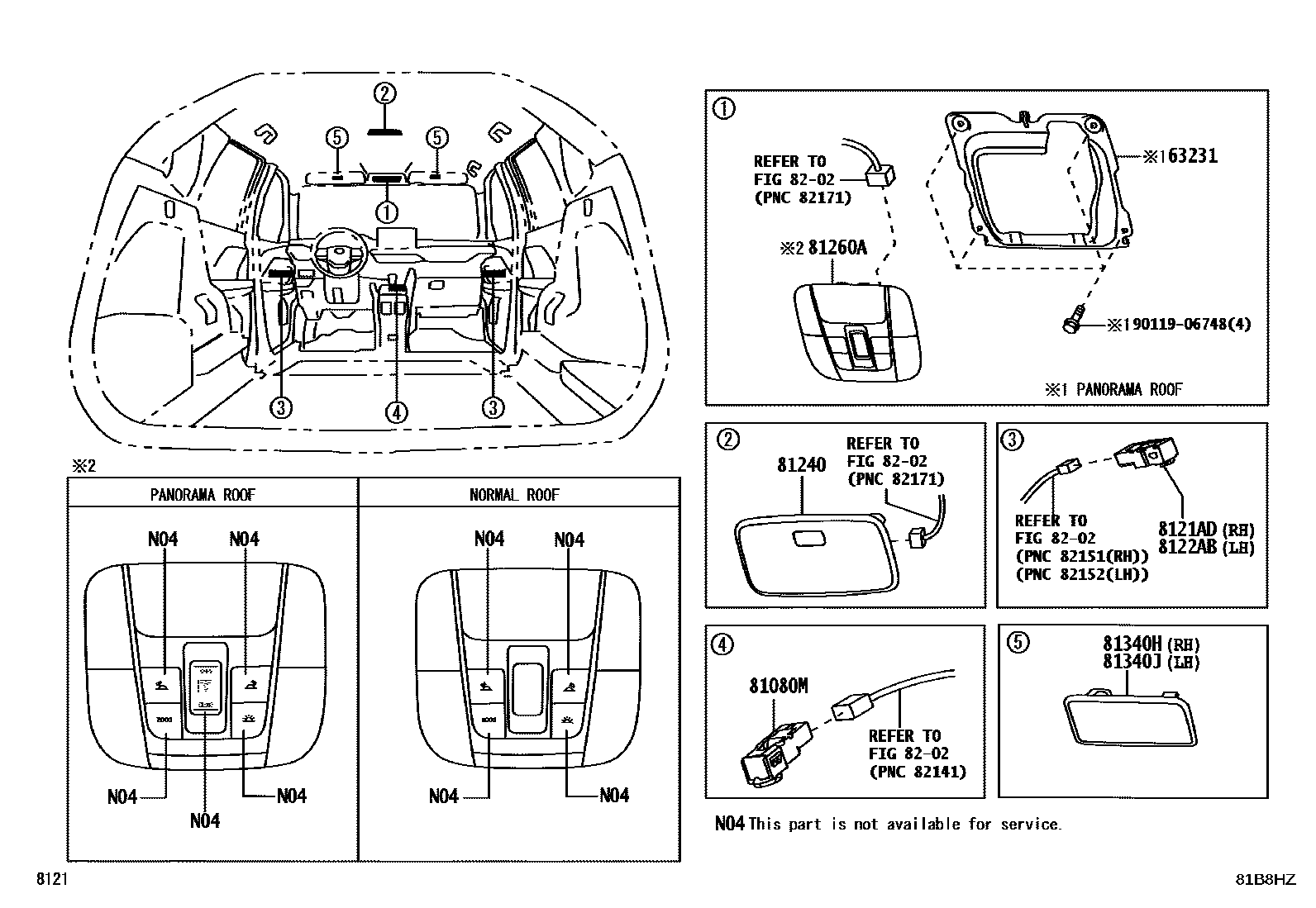 Toyota YARIS 车内灯 EPC diagram — 81B8HZ