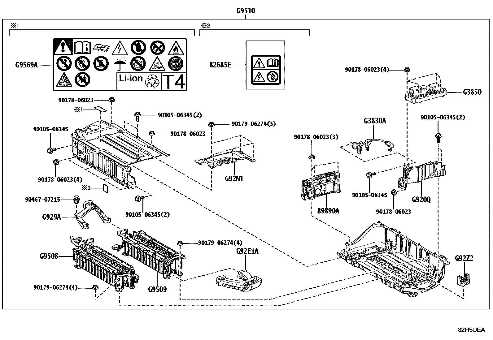Toyota YARIS 蓄电池和蓄电池电缆 EPC diagram — 82H5UEA