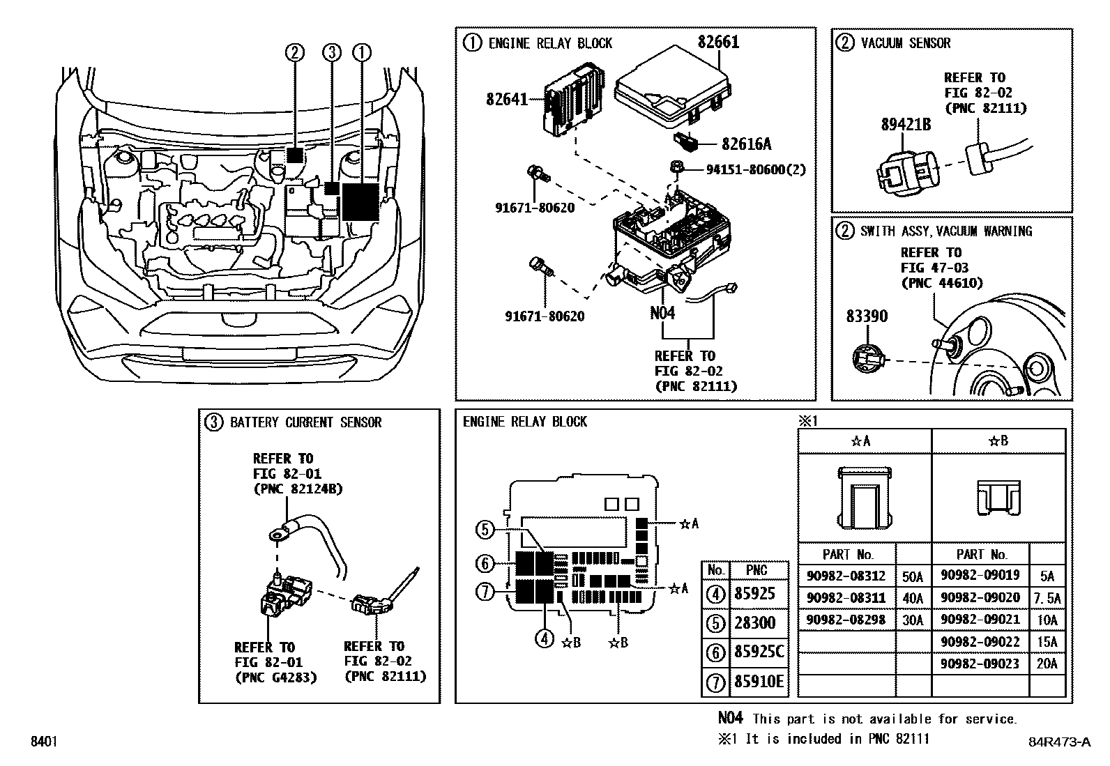 Toyota YARIS 开关和继电器和ECU EPC diagram — 84R473A