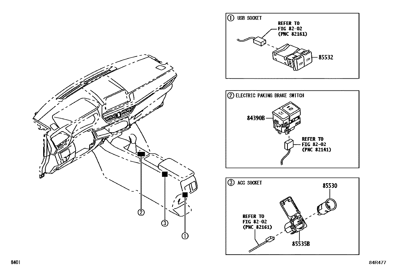 Toyota YARIS 开关和继电器和ECU EPC diagram — 84R477