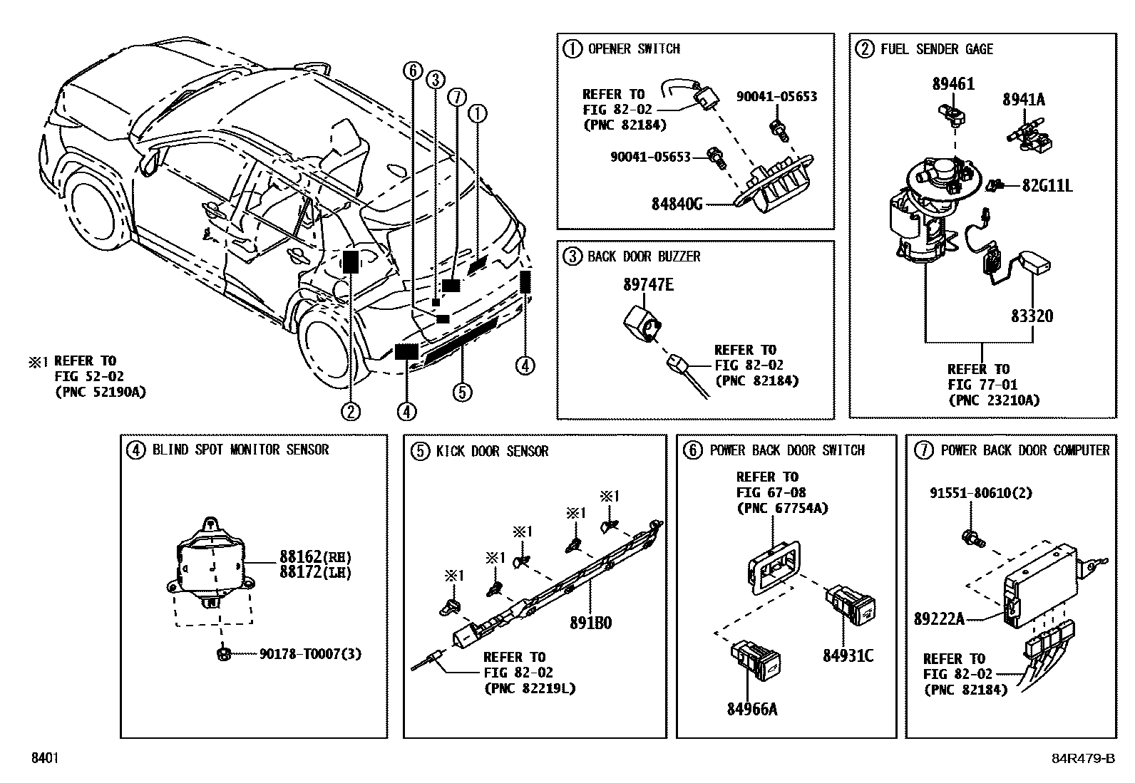 Toyota YARIS 开关和继电器和ECU EPC diagram — 84R479B