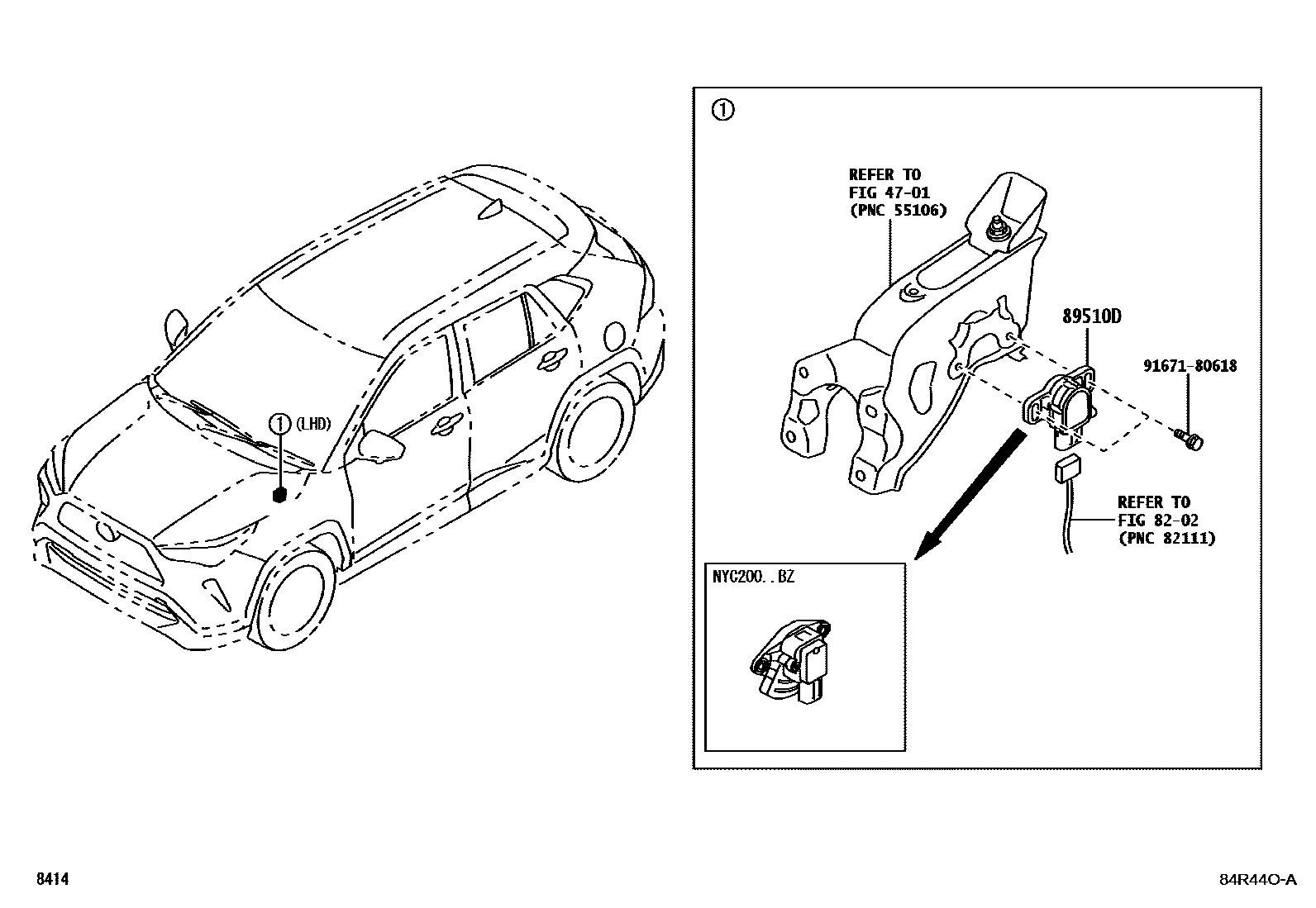 Toyota YARIS ABS 和 VSC EPC diagram — 84R44OA