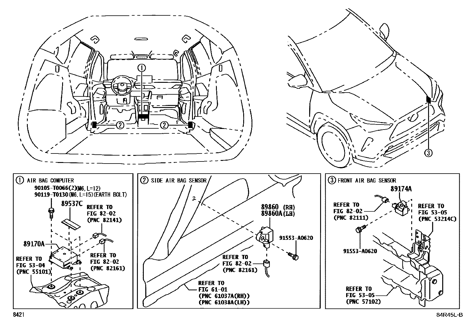 Toyota YARIS 空气囊 EPC diagram — 84R45LB