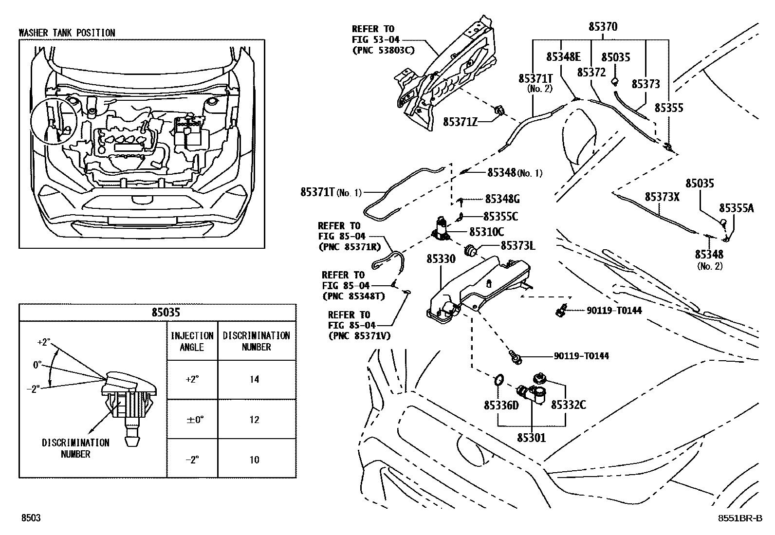 Toyota YARIS 挡风玻璃清洗器 EPC diagram — 8551BRB