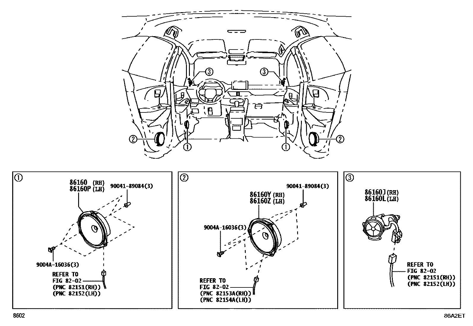 Toyota YARIS 扬声器 EPC diagram — 86A2ET