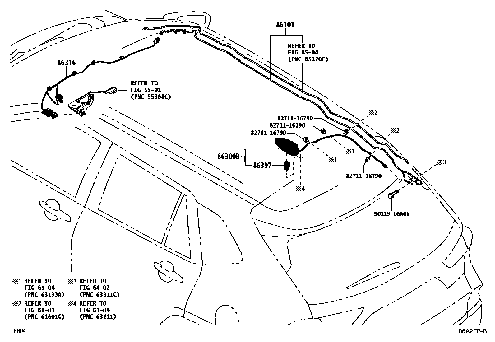 Toyota YARIS antenna EPC diagram — 86A2FBB