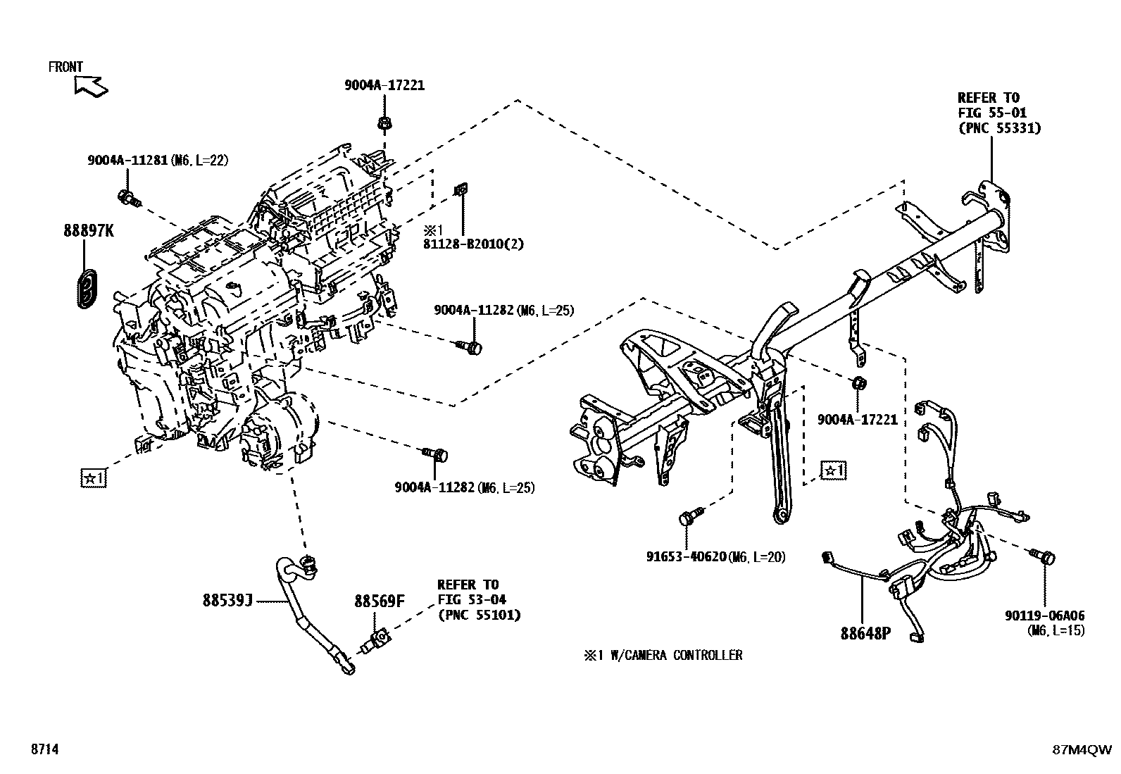 Toyota YARIS 暖风和空调系统 - 冷却器组件 EPC diagram — 87M4QW