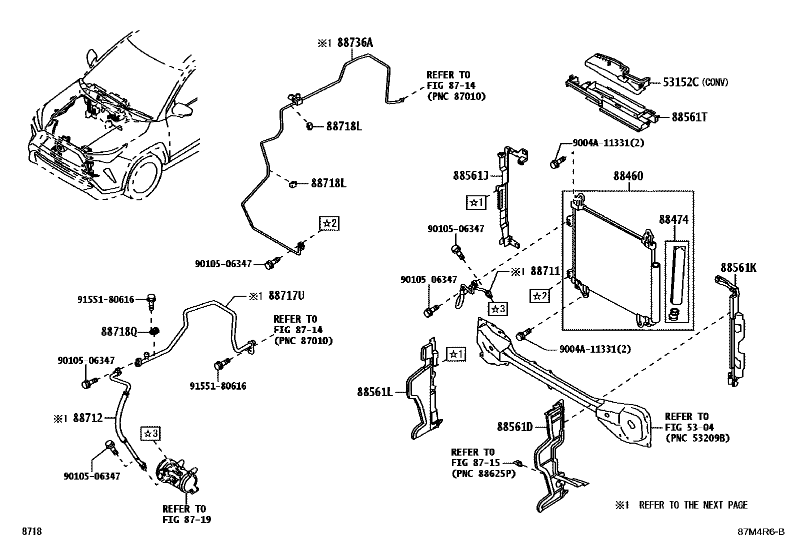 Toyota YARIS Heating & Air Conditioning - Cooler Piping EPC diagram — 87M4R6B
