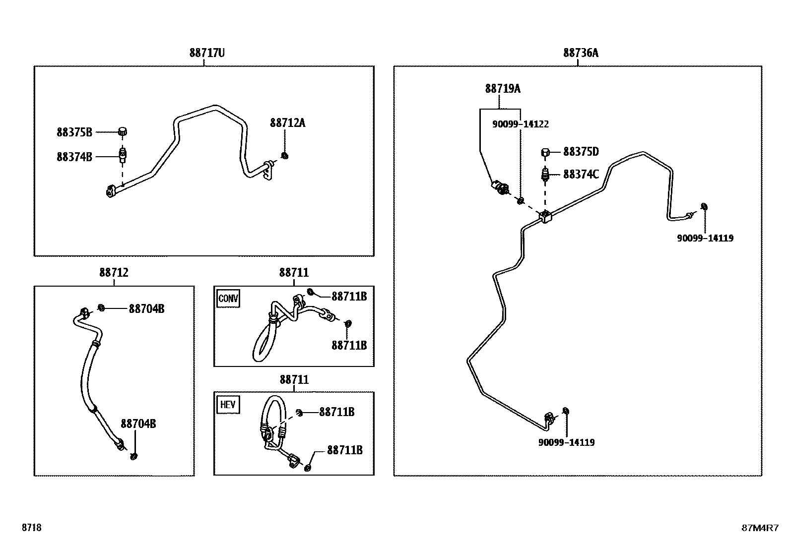 Toyota YARIS Heating & Air Conditioning - Cooler Piping EPC diagram — 87M4R7