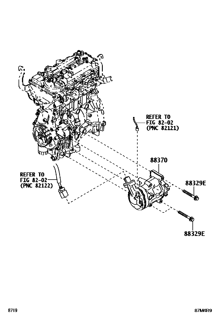 Toyota YARIS Heating & Air Conditioning - Compressor EPC diagram — 87M4R9
