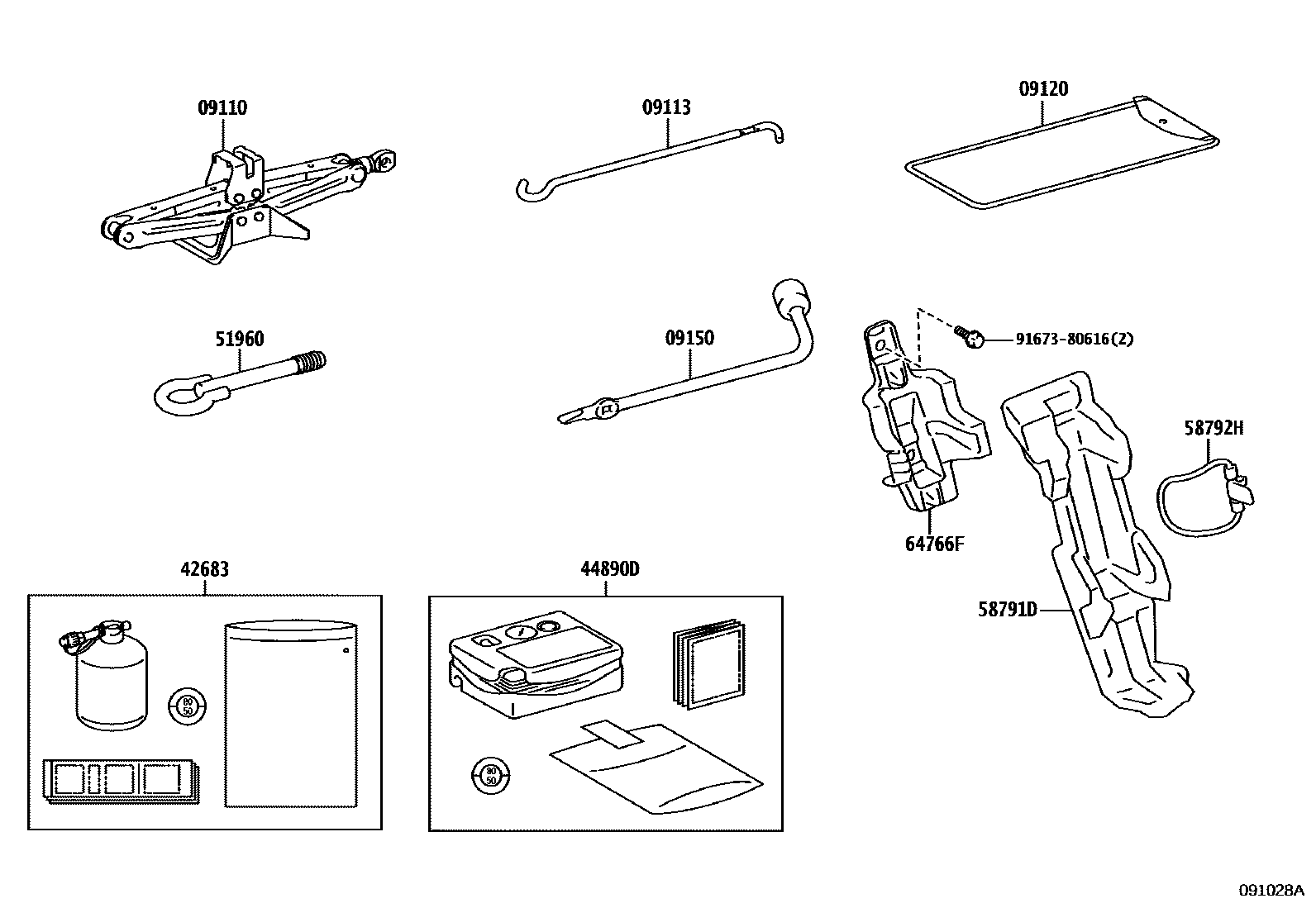 Toyota YARIS Standard Tools EPC diagram — 091028A