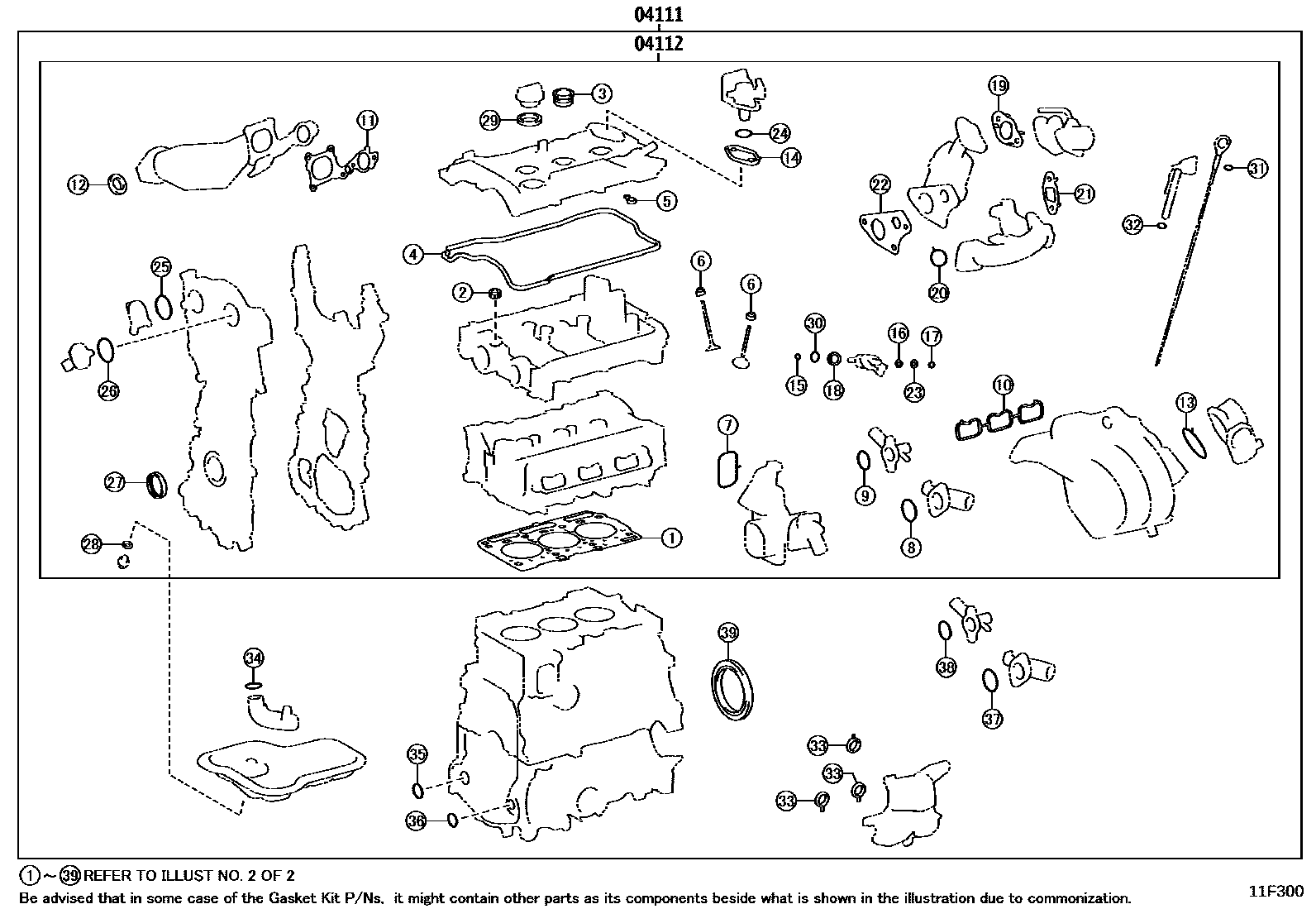 Toyota YARIS Engine Overhaul Gasket Kit EPC diagram — 11F300