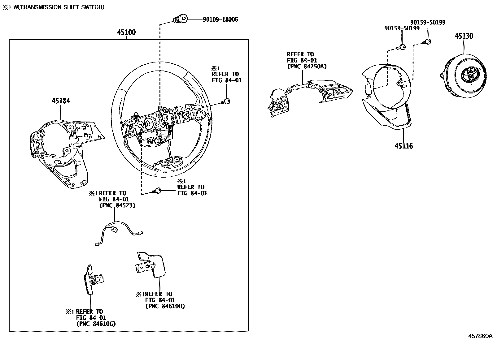 Toyota YARIS Steering Wheel EPC diagram — 457860A