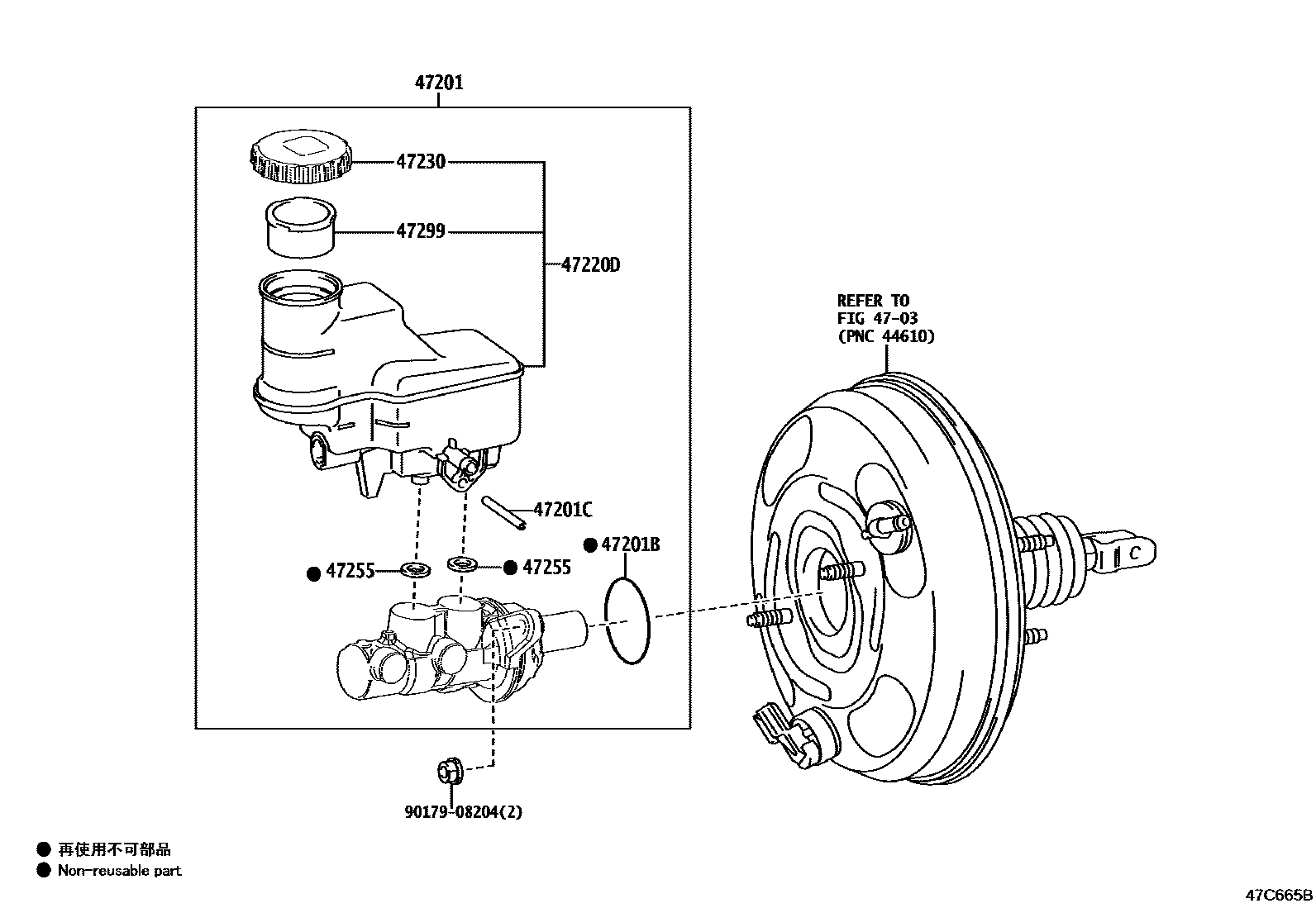 Toyota YARIS 制动总泵 EPC diagram — 47C665B