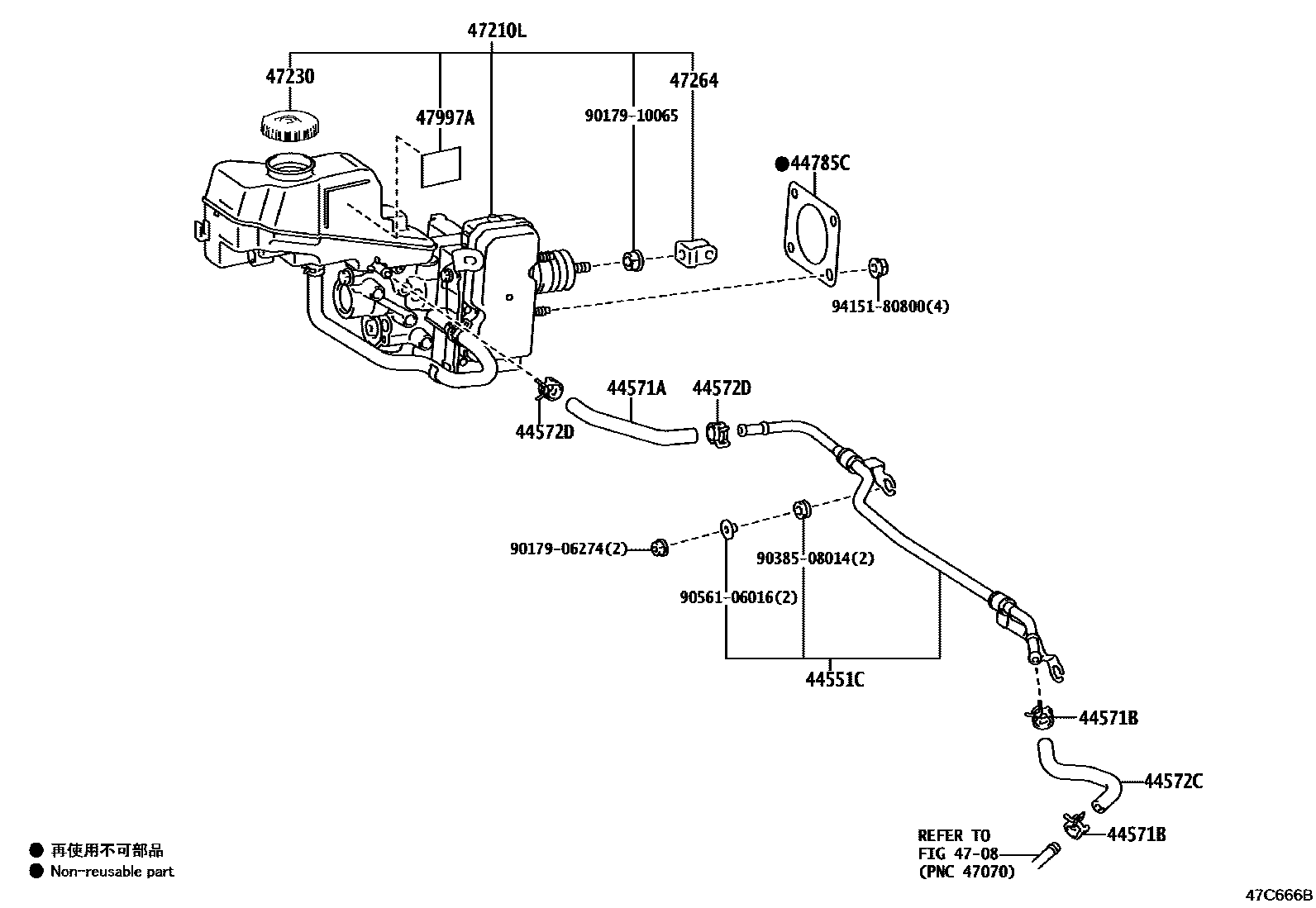 Toyota YARIS 制动总泵 EPC diagram — 47C666B
