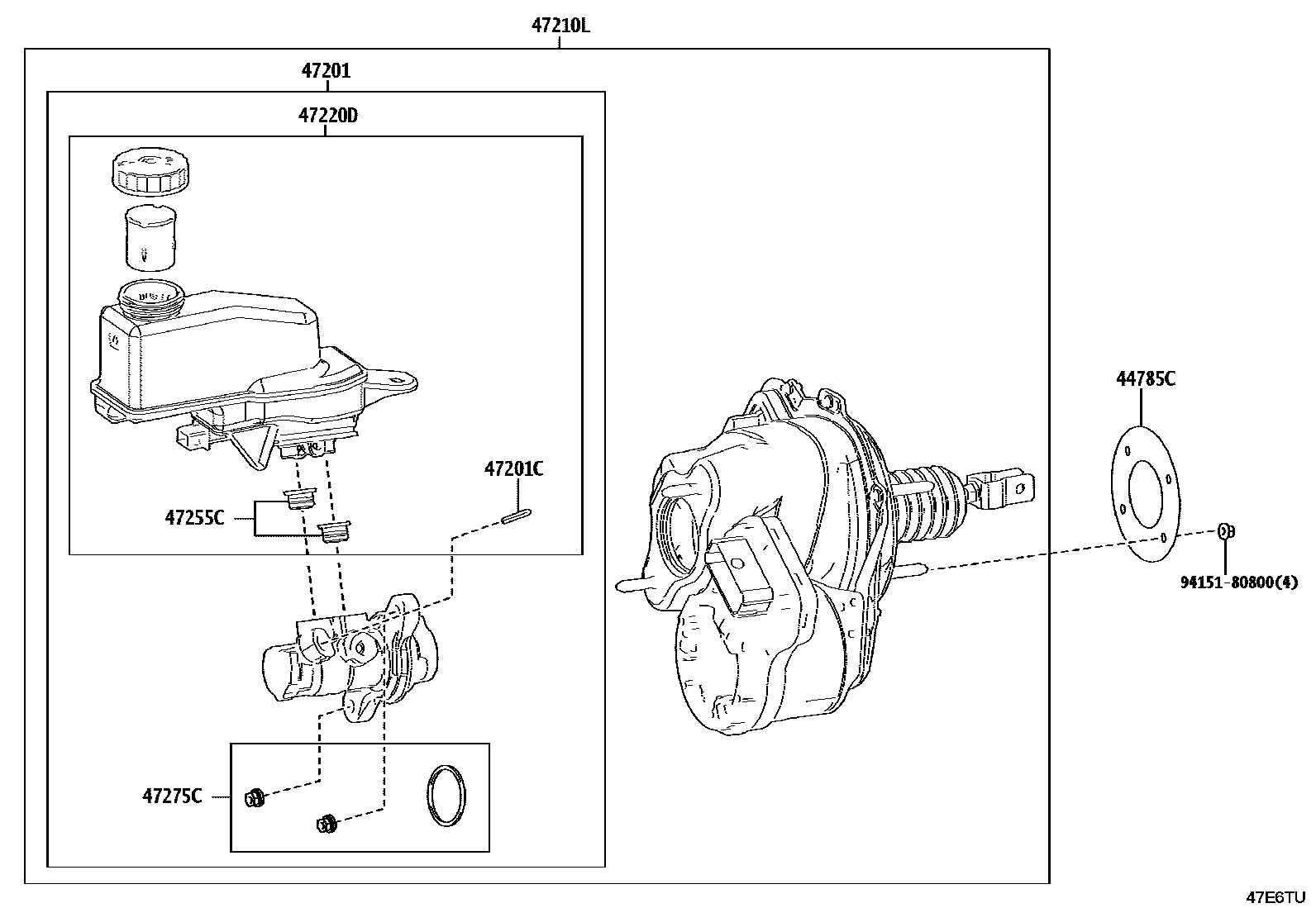 Toyota YARIS 制动总泵 EPC diagram — 47E6TU
