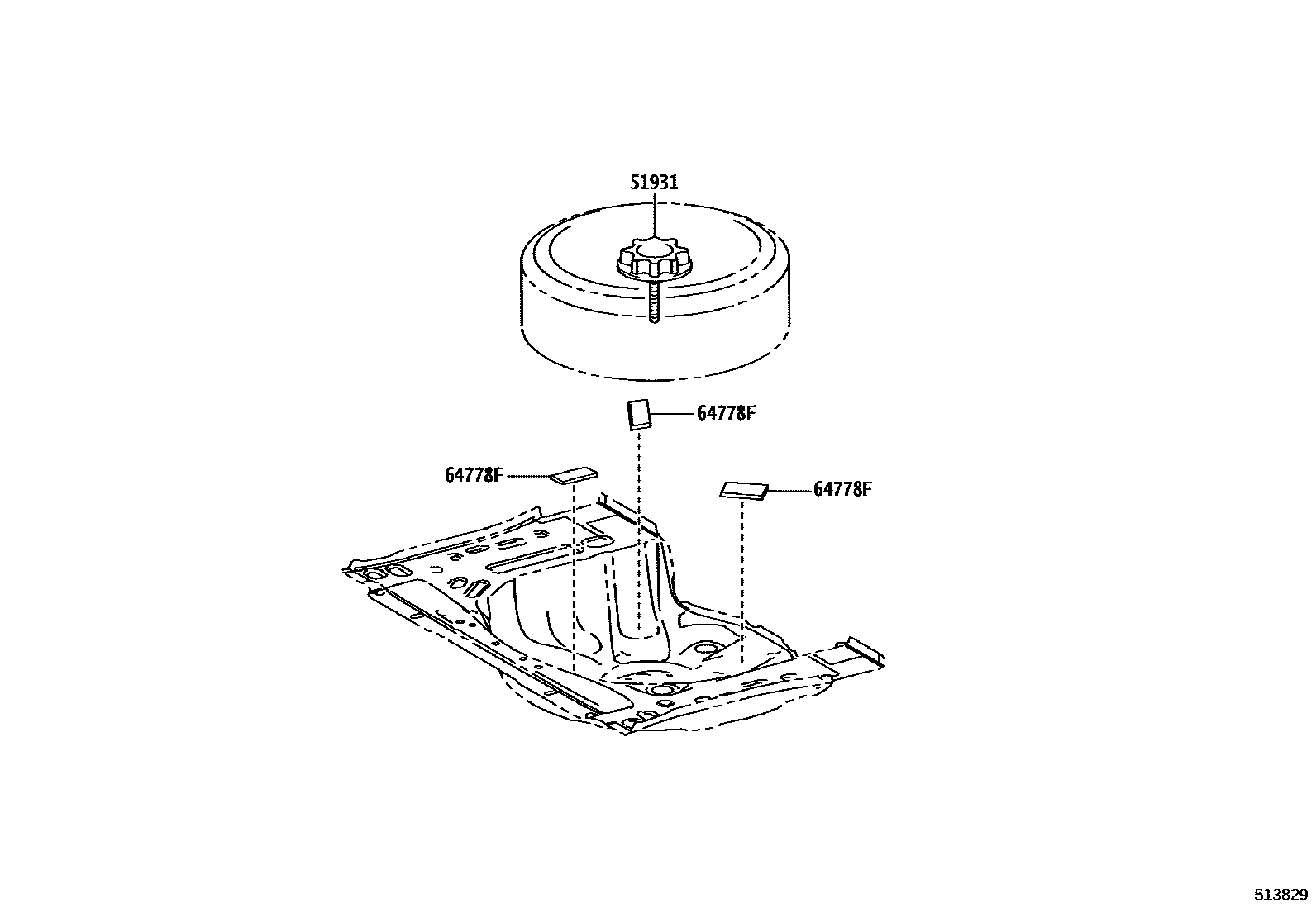 Toyota YARIS Spare tire rack EPC diagram — 513829