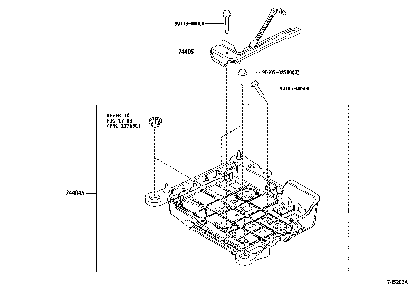 Toyota YARIS battery holder EPC diagram — 745282A