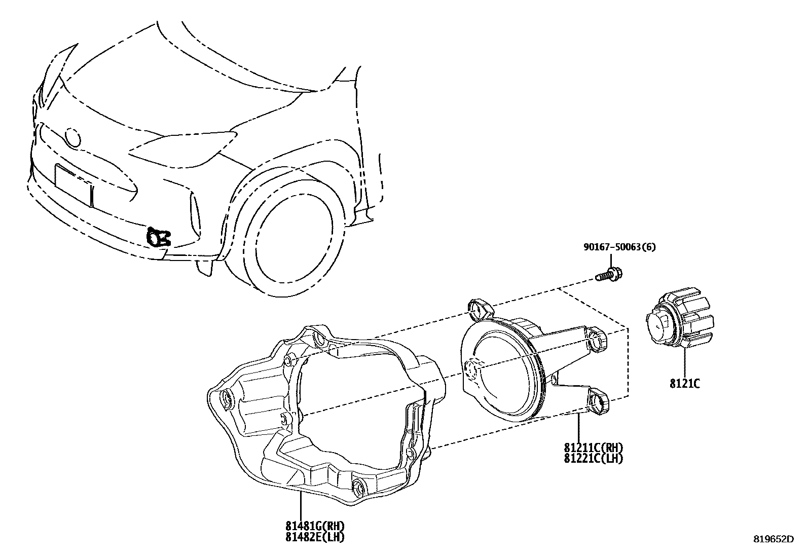 Toyota YARIS Fog Lamp EPC diagram — 819652D