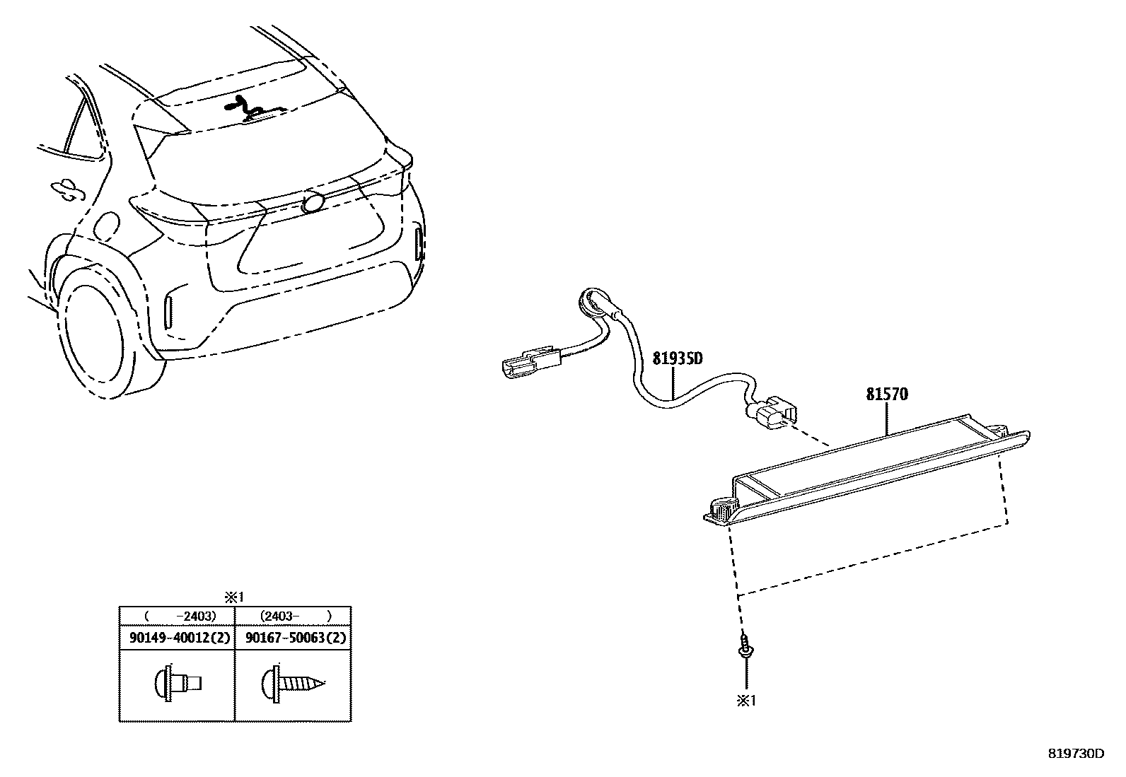 Toyota YARIS 高位刹车灯 EPC diagram — 819730D