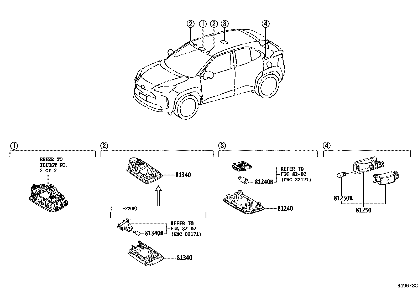 Toyota YARIS 车内灯 EPC diagram — 819673C