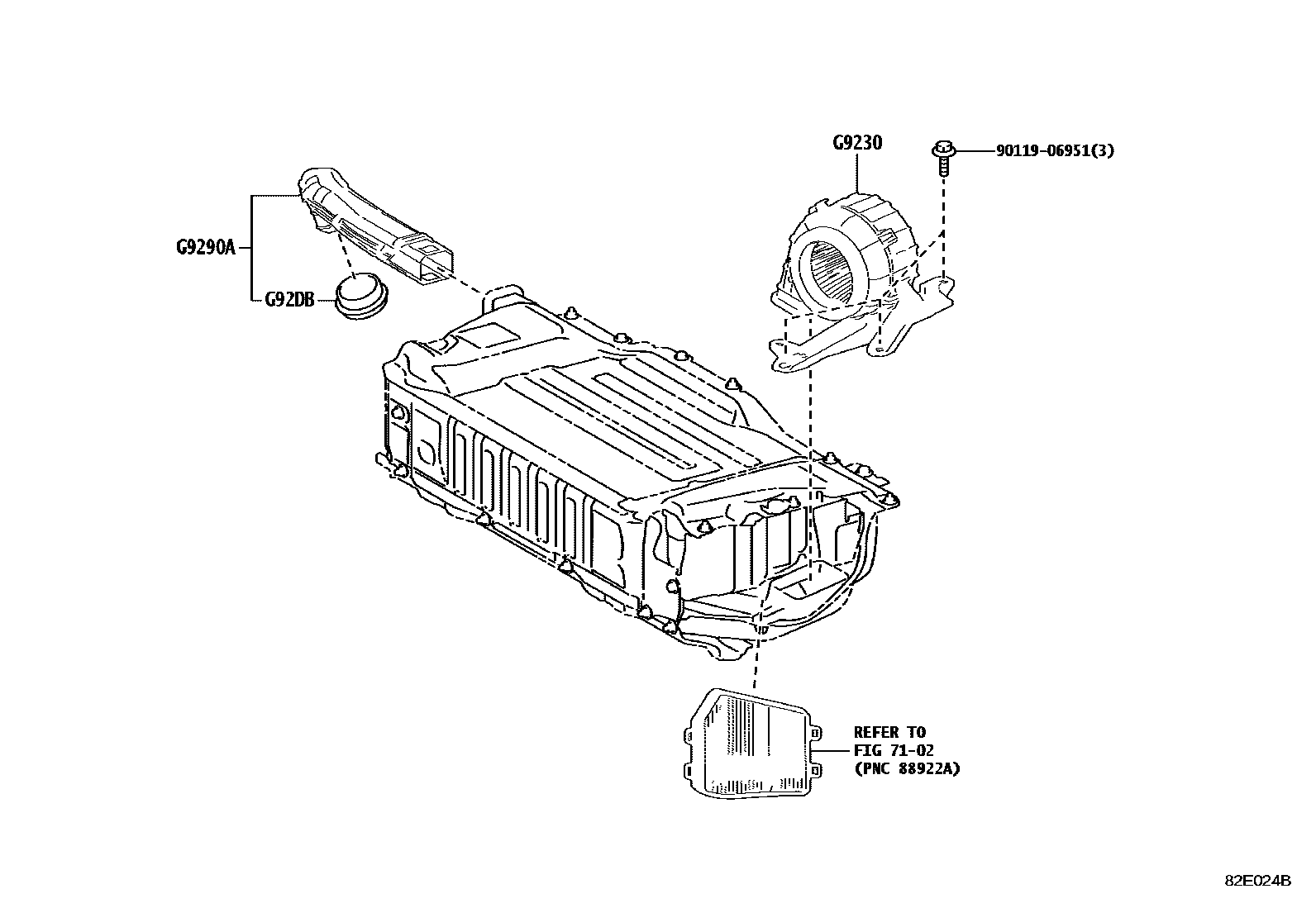 Toyota YARIS 蓄电池和蓄电池电缆 EPC diagram — 82E024B