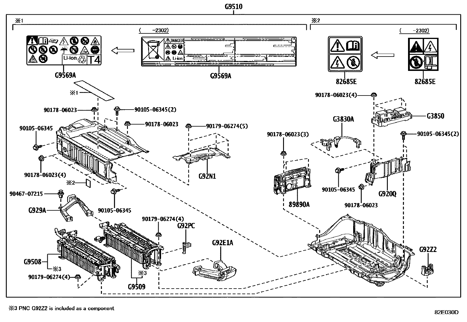 Toyota YARIS 蓄电池和蓄电池电缆 EPC diagram — 82E030D