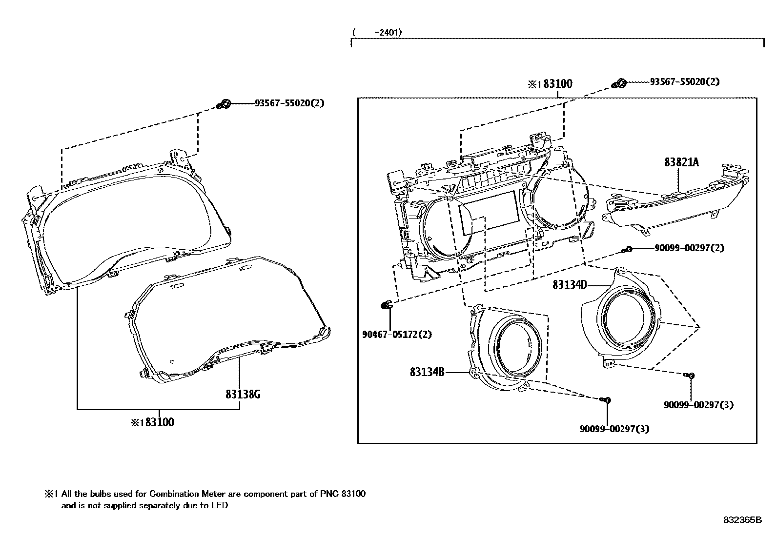 Toyota YARIS 仪表 EPC diagram — 832365B
