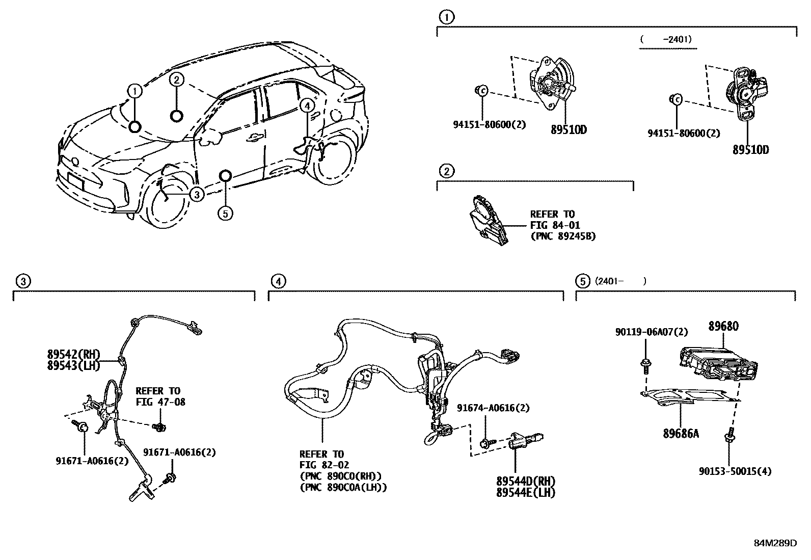 Toyota YARIS ABS 和 VSC EPC diagram — 84M289D