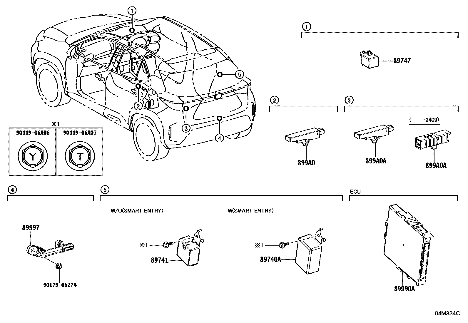 Toyota YARIS 遥控门锁 EPC diagram — 84M324C