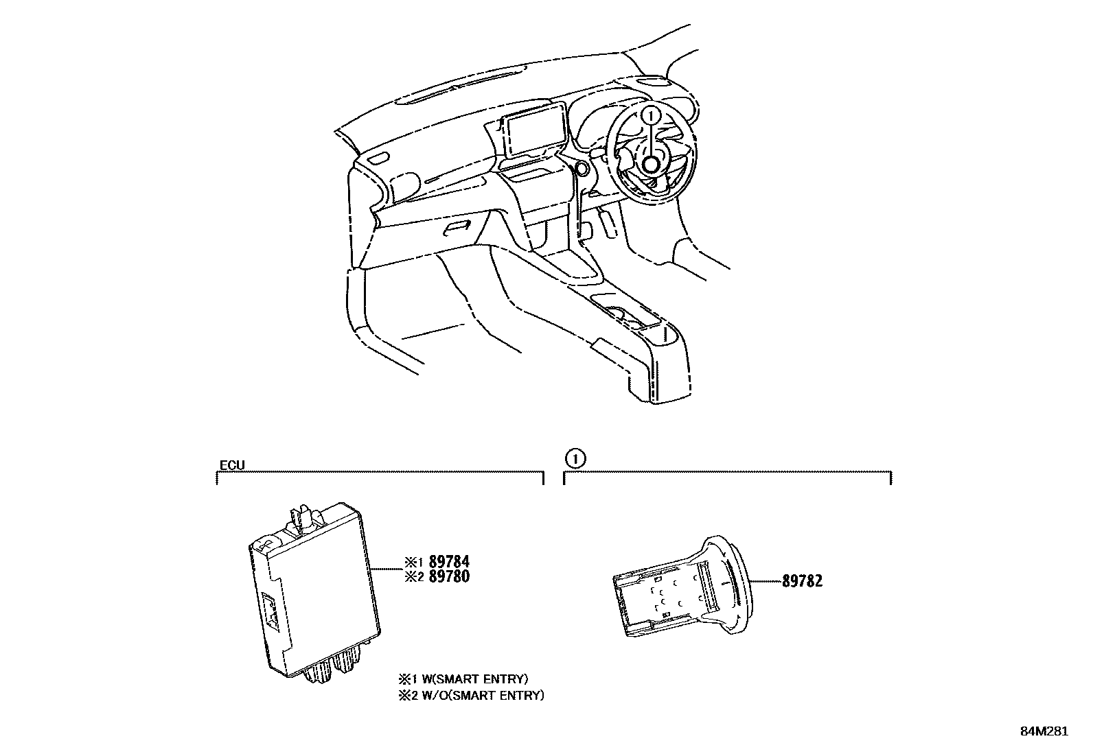 Toyota YARIS 防盗装置 EPC diagram — 84M281